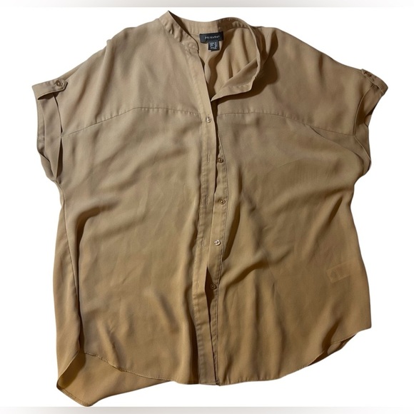 Primark Tan Blouse Relaxed Fit Minimalist Design - Picture 1 of 4
